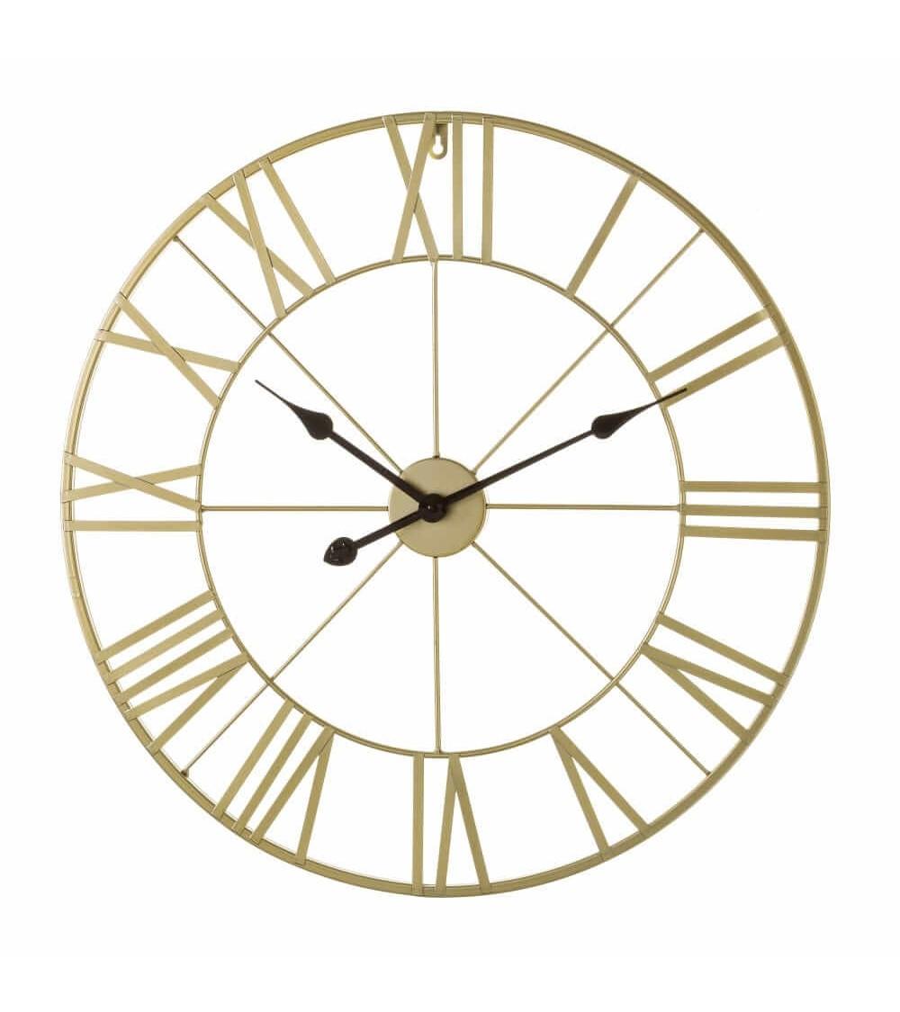 Dcasa Reloj de pared grande dorado de metal de 64 cm