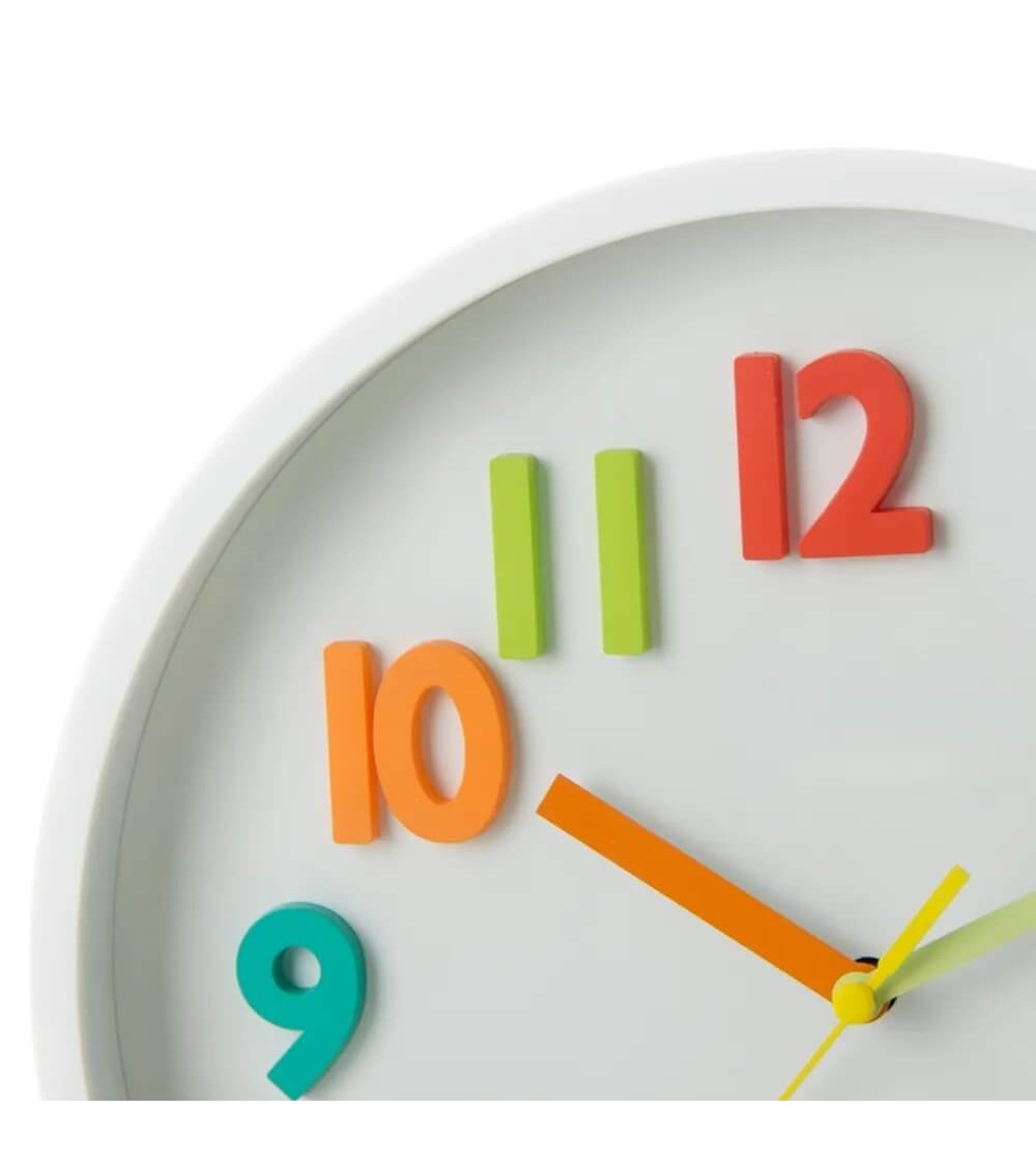 Dcasa Reloj De Pared Infantil Blanco De Plástico De 25 Cm