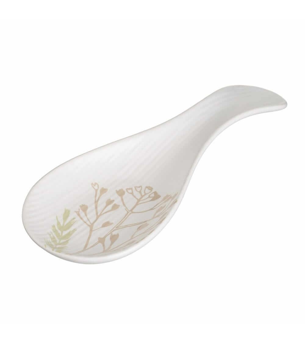 Dcasa Reposa cucharas de ramas de cerámica stoneware blanco y beige