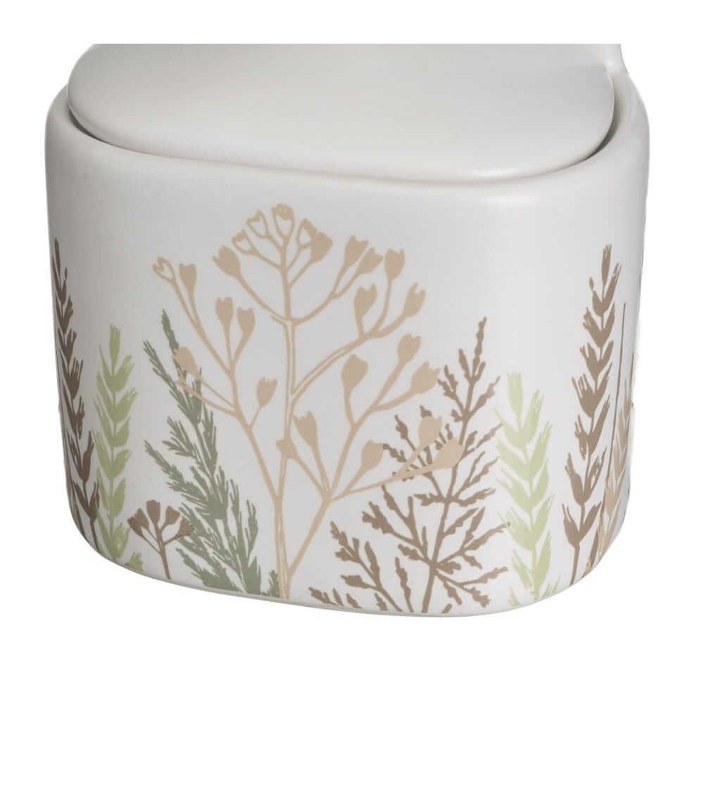 Dcasa Salero Con Tapa De De Cerámica Stoneware Blanco Y Beige De 11x8x15 Cm