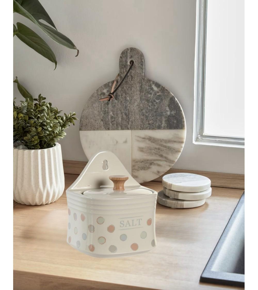 Dcasa Salero De Cocina Moderno Beige Topitos De Gres Con Tapa