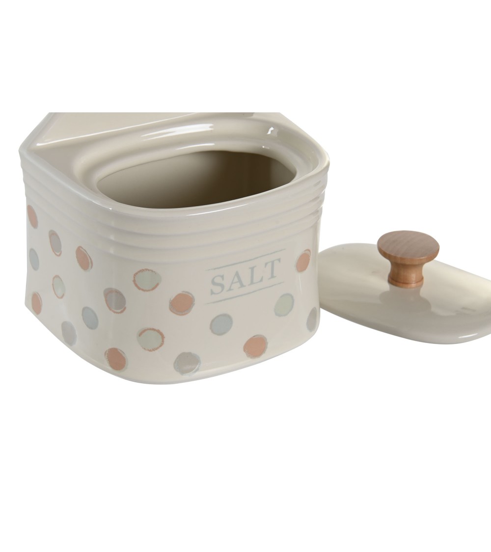 Dcasa Salero De Cocina Moderno Beige Topitos De Gres Con Tapa