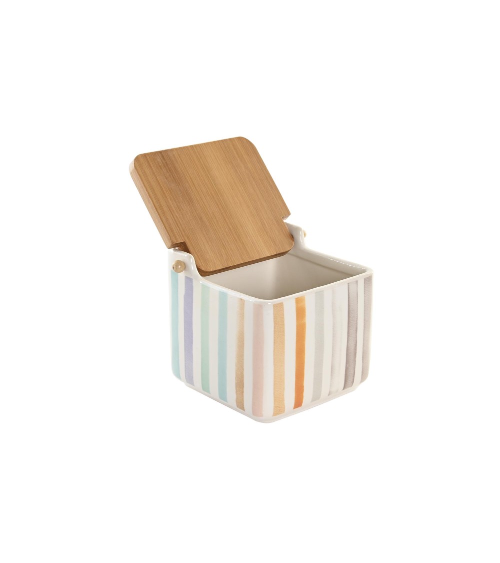 Dcasa Salero De Cocina Moderno Colores Urban De Ceramica Con Tapa De Madera Bambu RAYA
