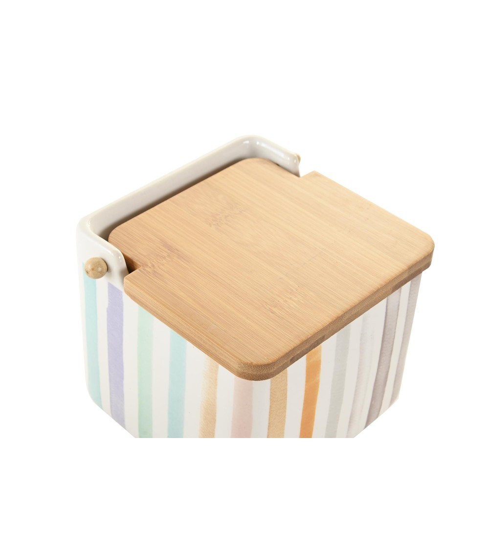 Dcasa Salero De Cocina Moderno Colores Urban De Ceramica Con Tapa De Madera Bambu RAYA
