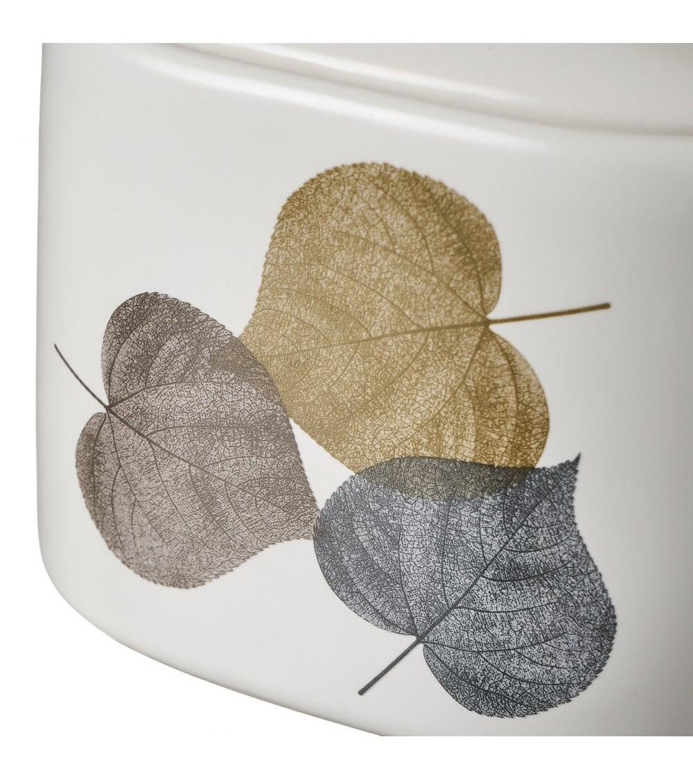 Dcasa Salero De Hojas Con Tapa De Stoneware Blanco De 11x8x15 Cm