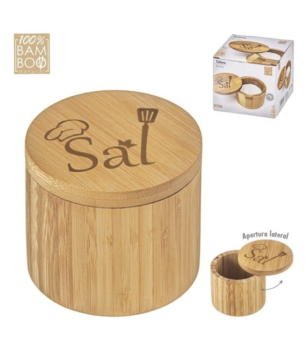 Dcasa Salero oriental bambú cocinero con Sal apertura lateral cierre iman
