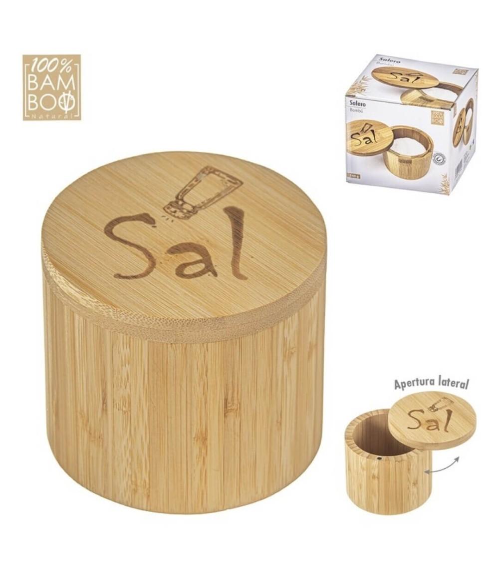 Dcasa Salero oriental bambú Sal con apertura lateral cierre iman
