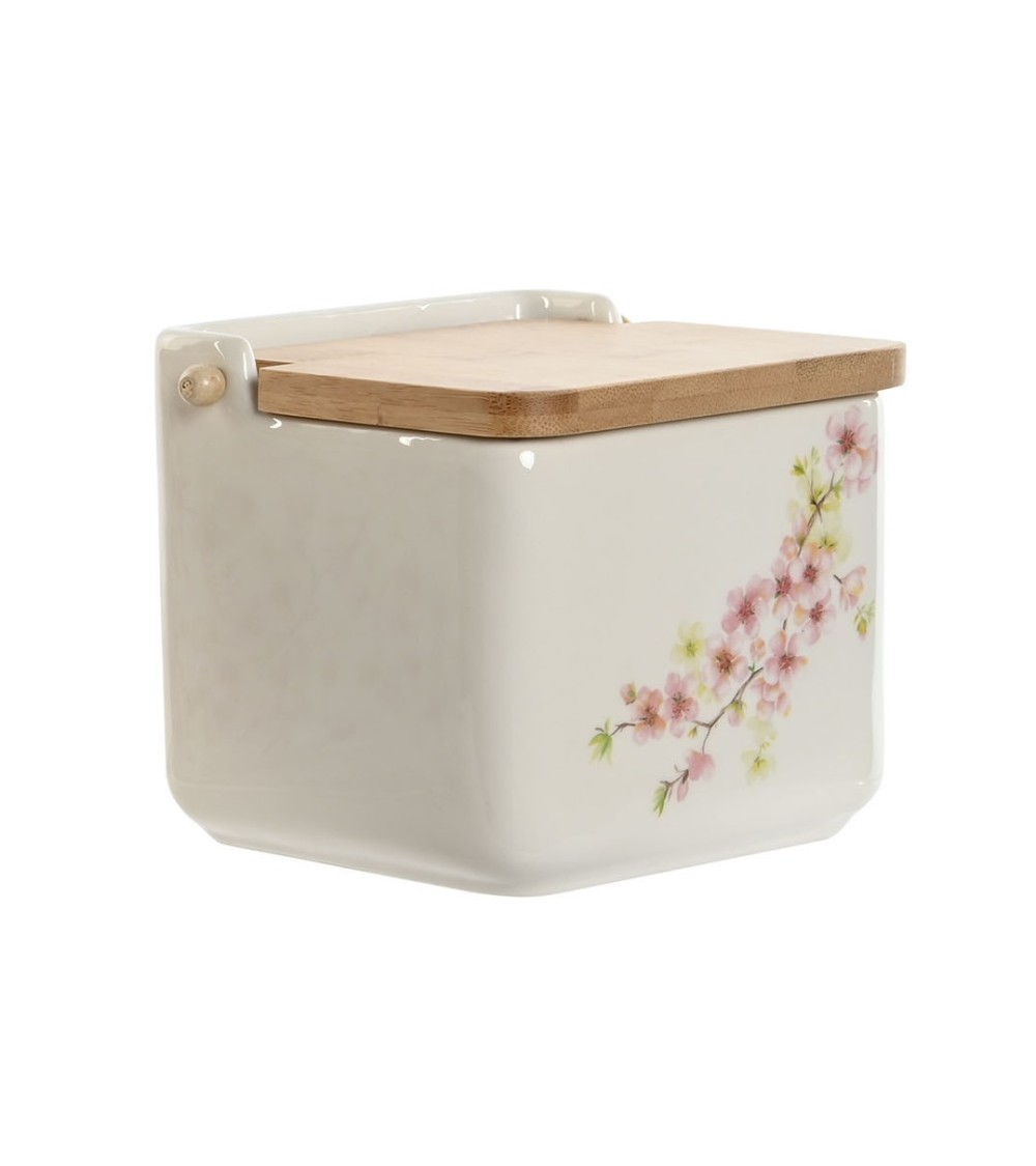 Dcasa Salero Y Azucarero Dolomite Con Tapa De Bambu Flor De Almendro
