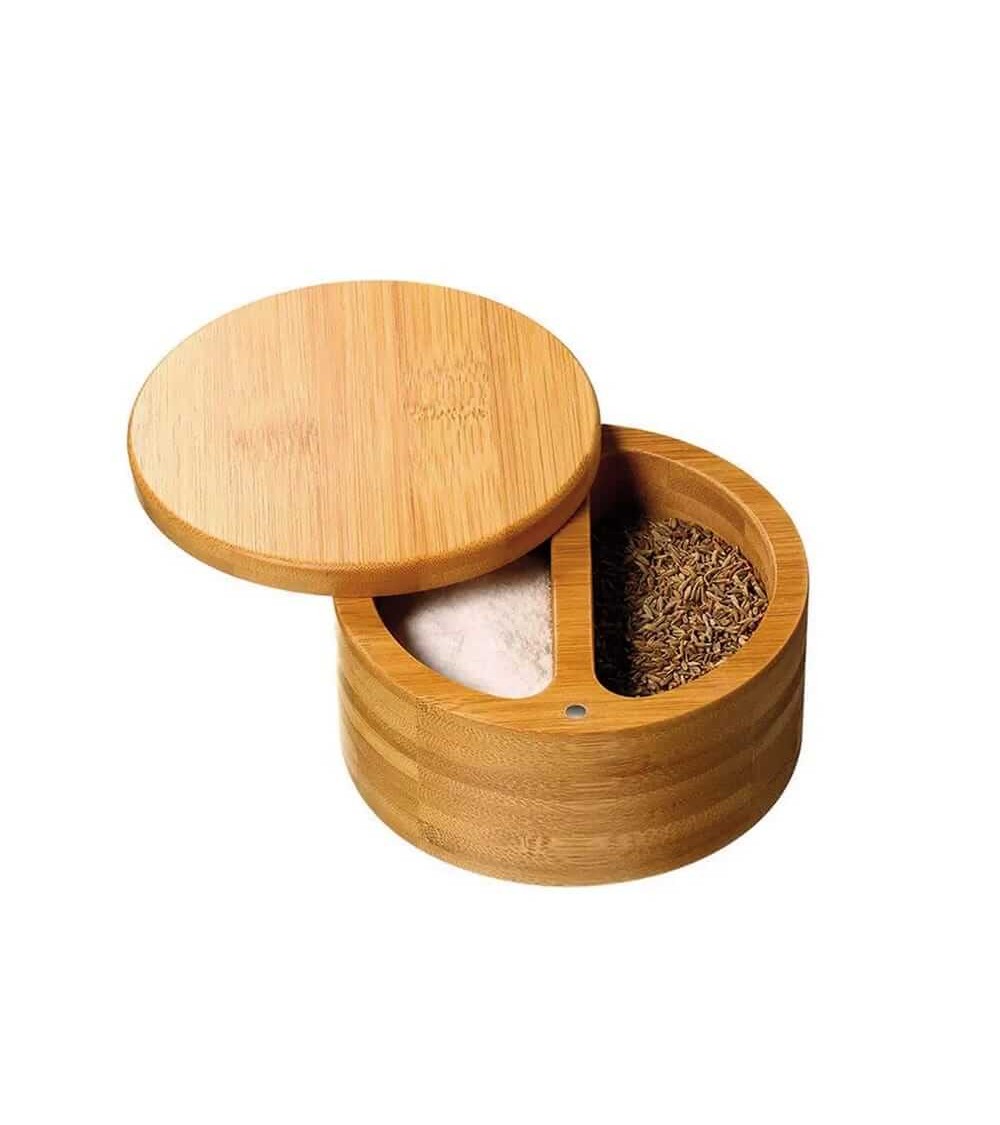 Dcasa Salero y pimentero con tapa de bambú natural de 170 ml