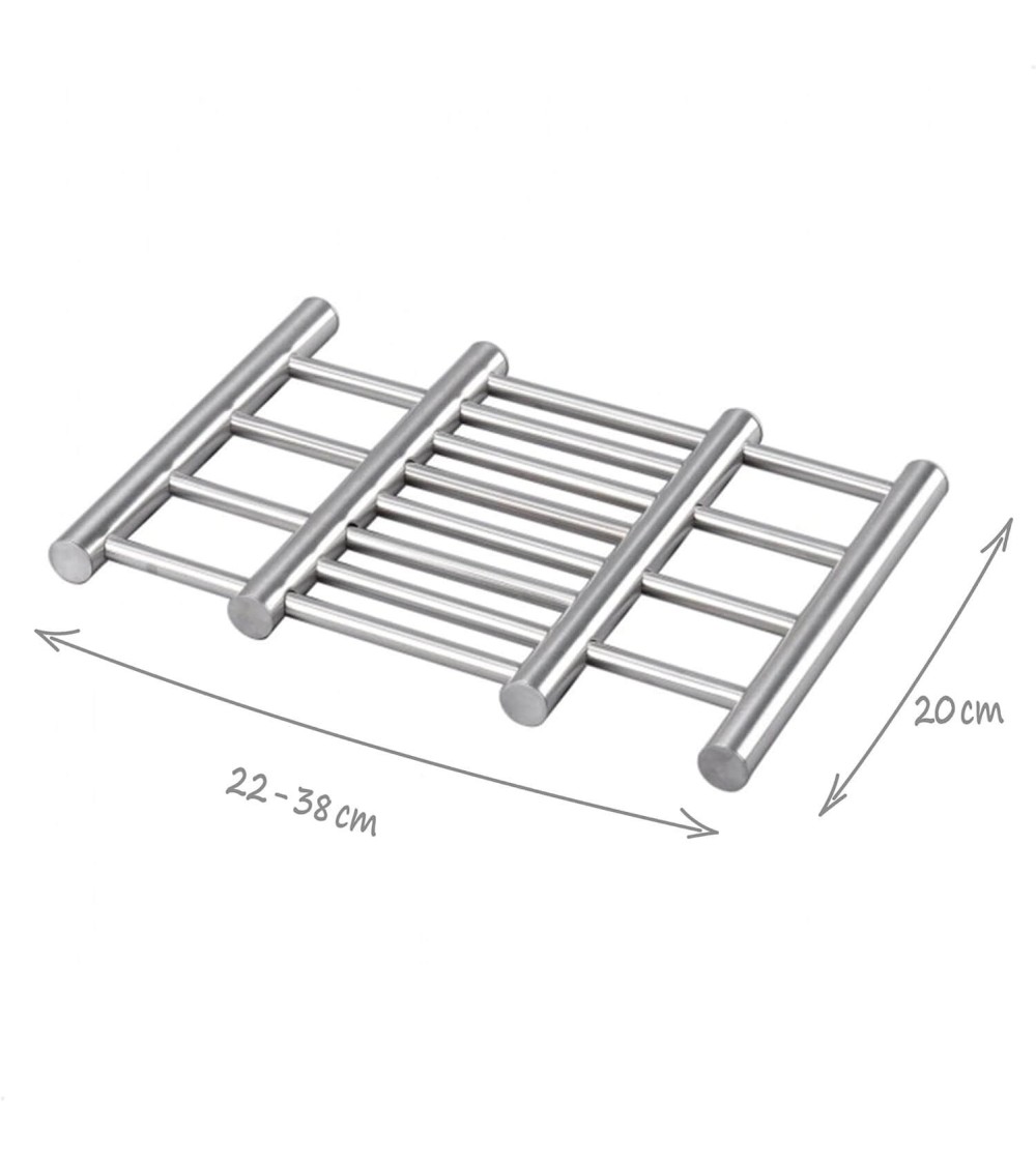Dcasa Salvamantel Extensible De Acero Inoxidable Plateado De 22x20 Cm