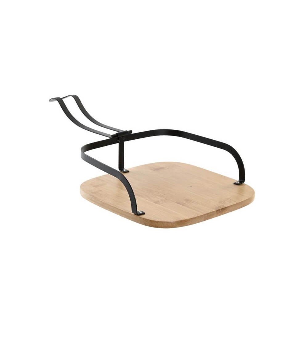 Dcasa Servilletero Bambú Natural Con Metal Negro En Linea 20x20x7 Cm