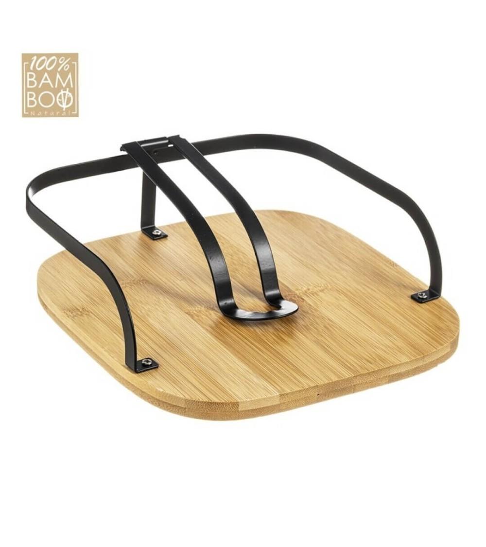 Dcasa Servilletero bambú natural con metal negro en linea 20x20x7 cm