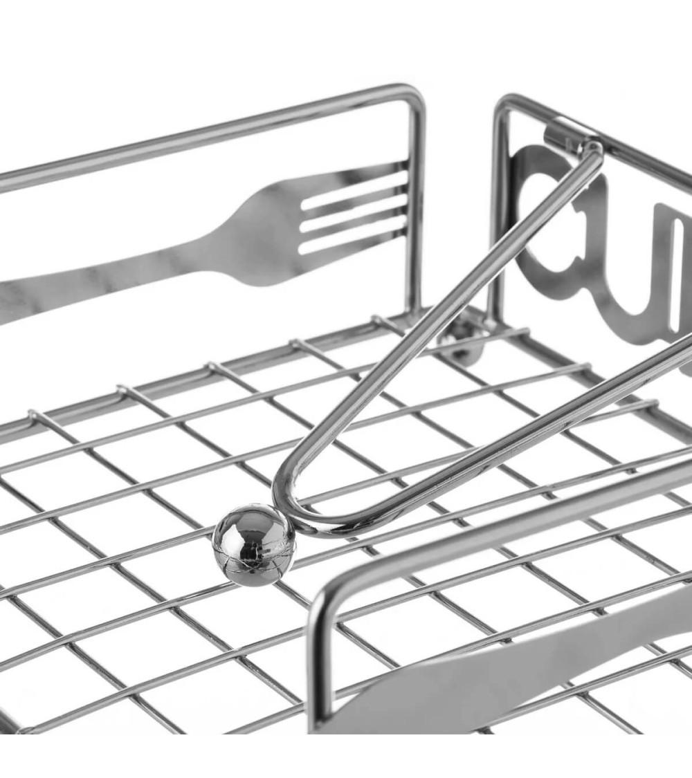 Dcasa Servilletero De Cocina Plateado De Metal De 18x18x7 Cm