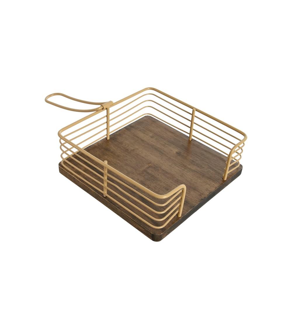 Dcasa Servilletero De Cocina Vintage Color Beig De Metal Rubberwood