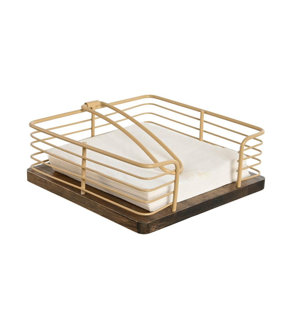 Dcasa Servilletero De Cocina Vintage Color Beig De Metal Rubberwood