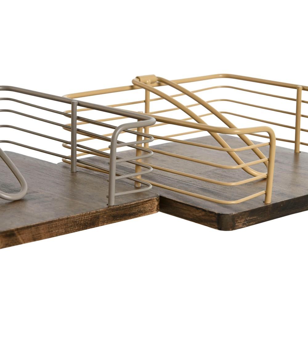 Dcasa Servilletero De Cocina Vintage Color Gris De Metal Rubberwood