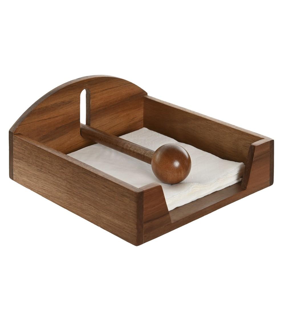 Dcasa Servilletero marrón natural nórdico acacia de 19x21x8 8 cm