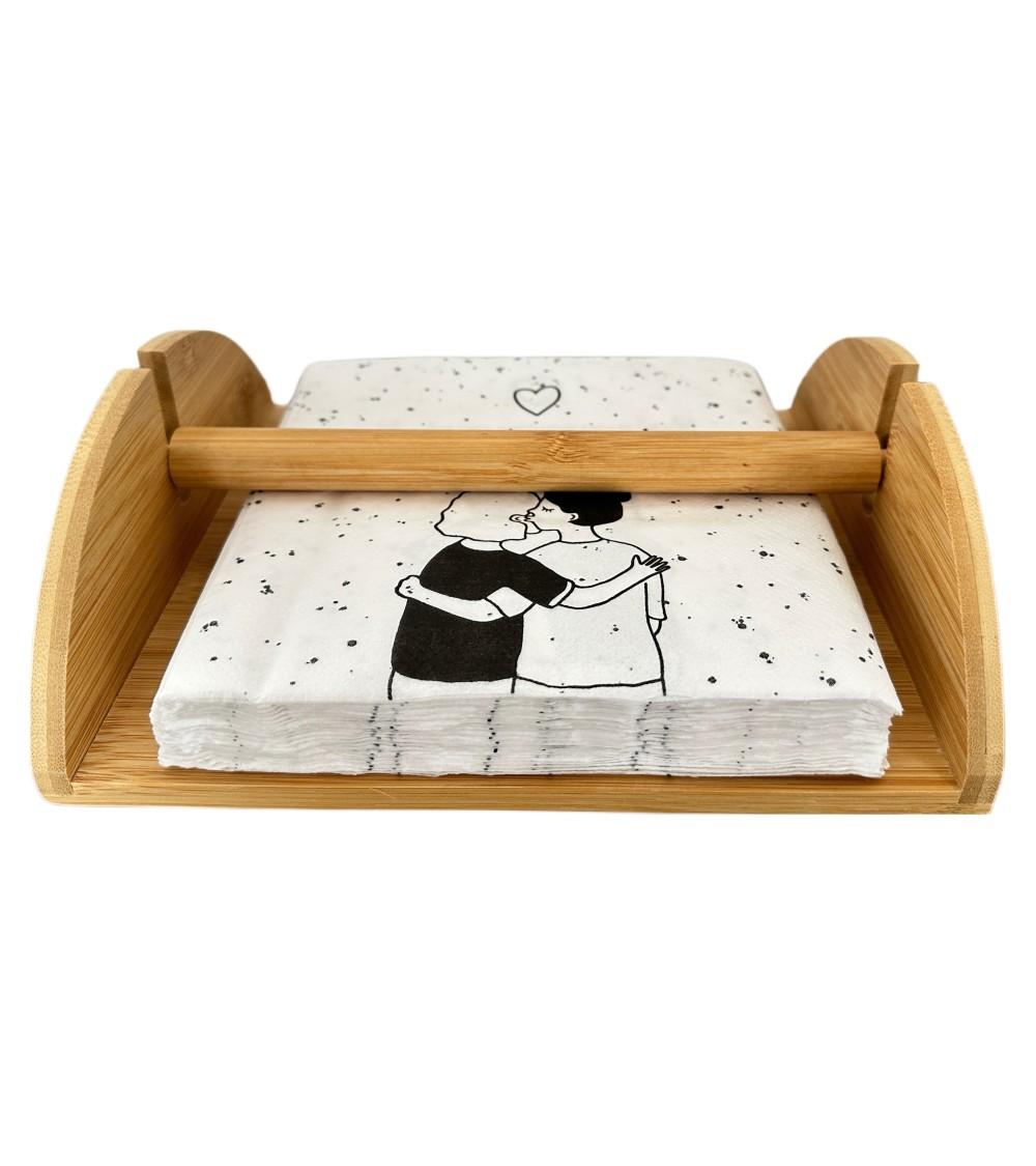 Dcasa Servilletero marrón nórdico bambú de 21x18x6 8 cm