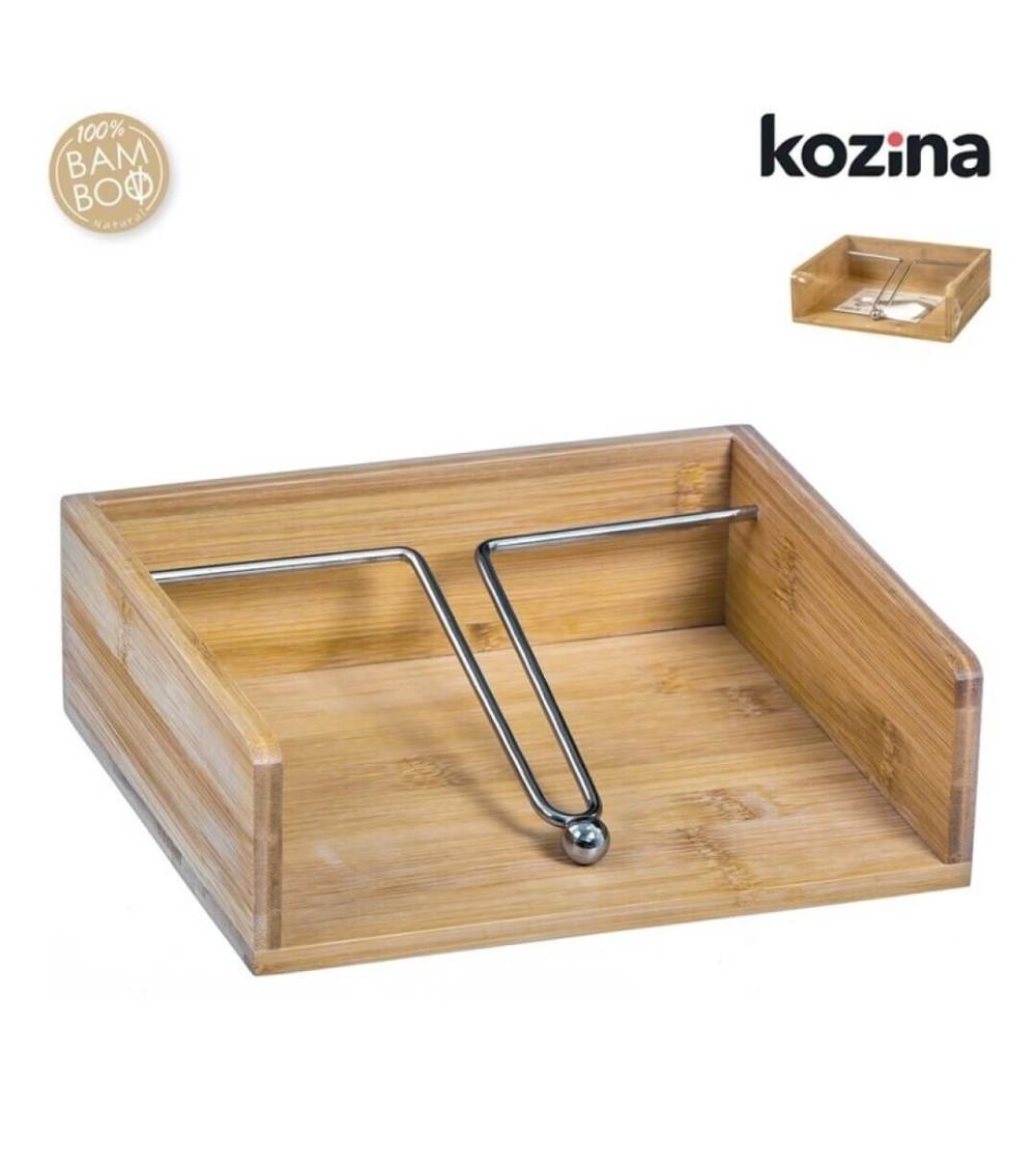 Dcasa Servilletero marrón nórdico bambú de 21x7x18 5 cm