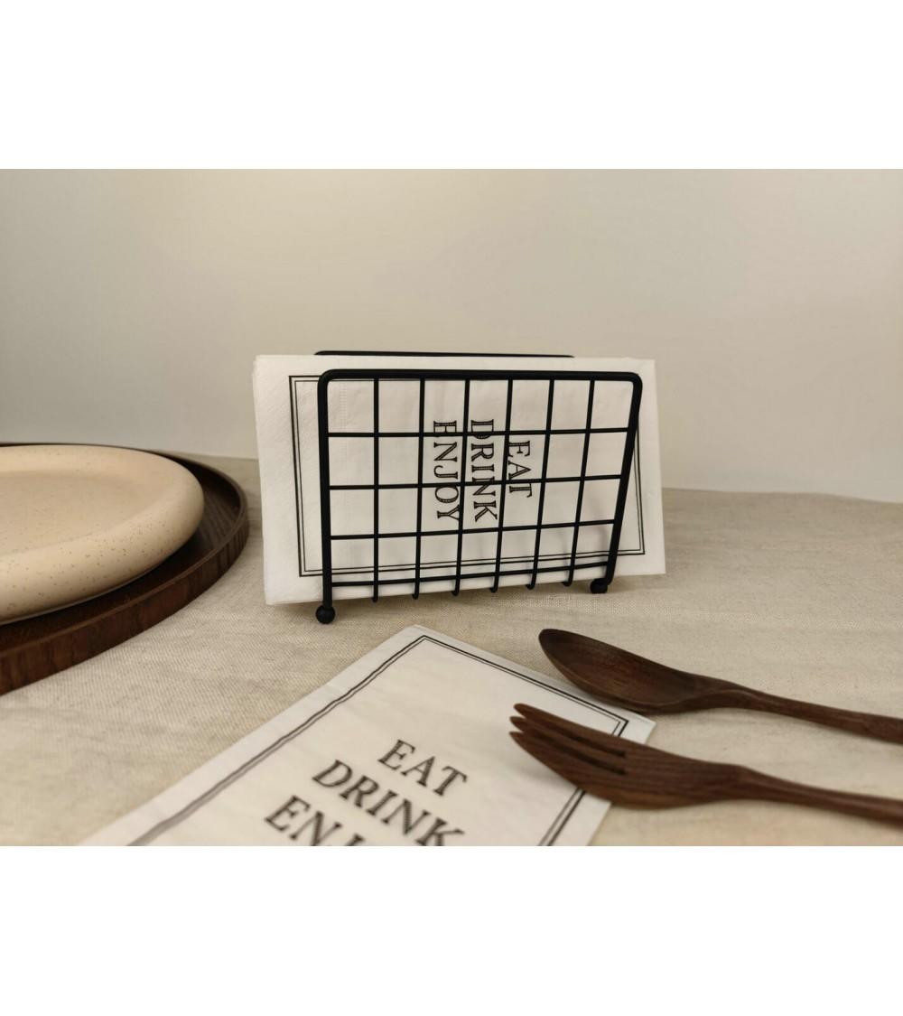 Dcasa Servilletero Vertical Negro De Metal De 12x7x14 Cm