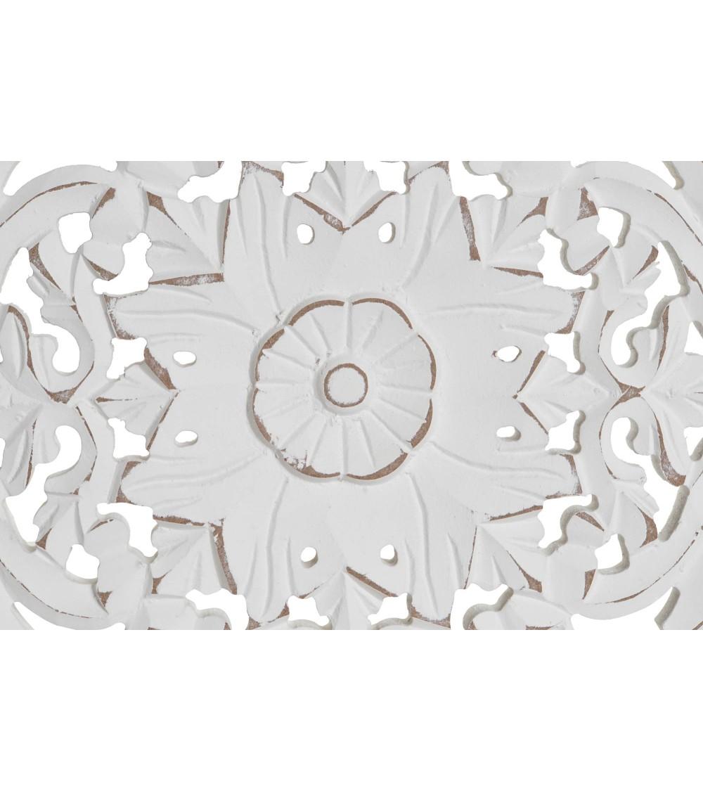 Dcasa Set 2 Murales Decoracion De Pared Madera Tallado Mandala Decape Blanco 30x30 Cm