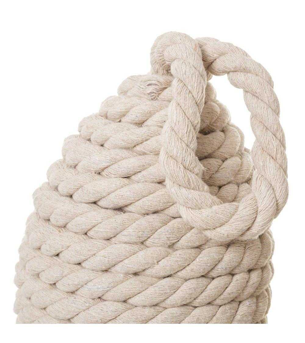 Dcasa Set 2 Tope De Puerta Bola Cuerda Trenzado Beige Y Marrón