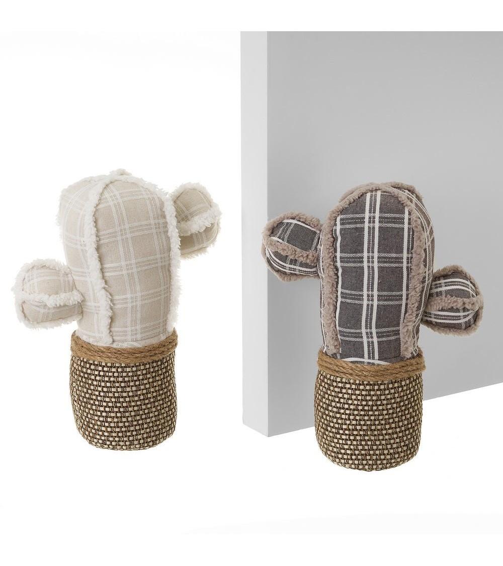 Dcasa Set 2 tope puerta original cactus de tela arena de 23x10x28 cm