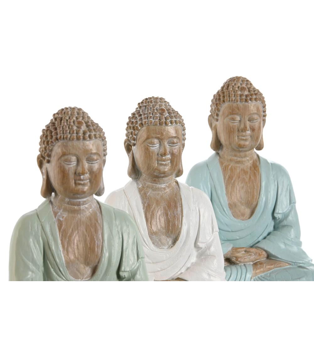 Dcasa Set 3 Figura Buda De Suerte Sentado Resina Para Decoracion Sobremesa