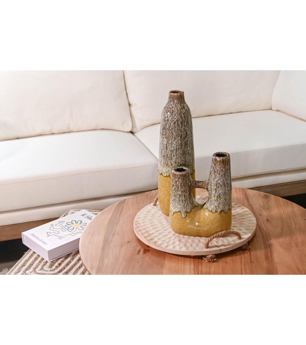 Dcasa Set De 2 Bandeja Centro Mesa De Paulownia Con Asa De Cuerda De 40x40x1 5 Cm