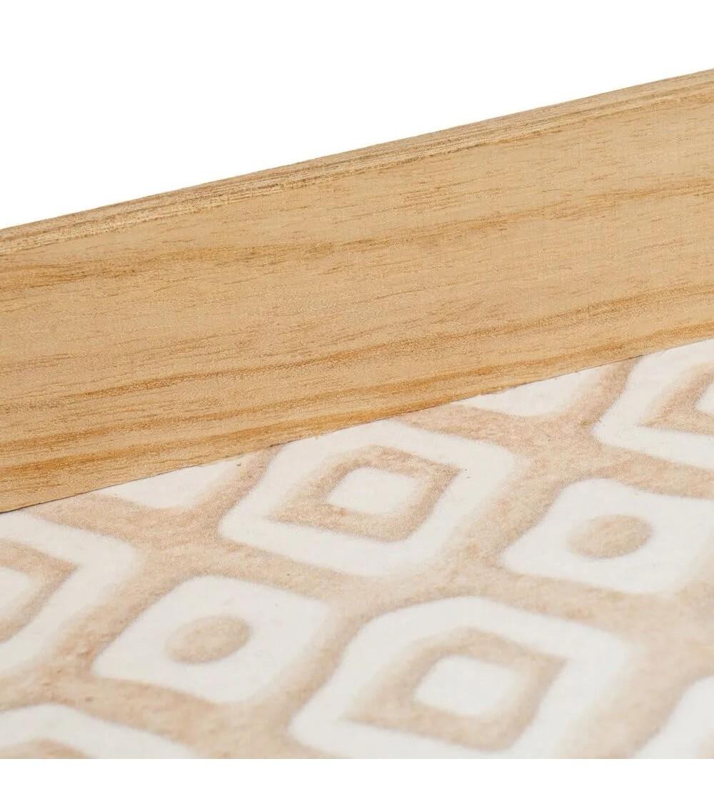 Dcasa Set De 2 Bandejas Rombos Y Hojas De Madera De Paulonia Y MDF