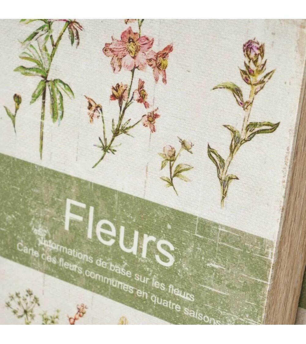 Dcasa Set De 2 Cajas Libro Botánicas De Seda Y Madera Blancas