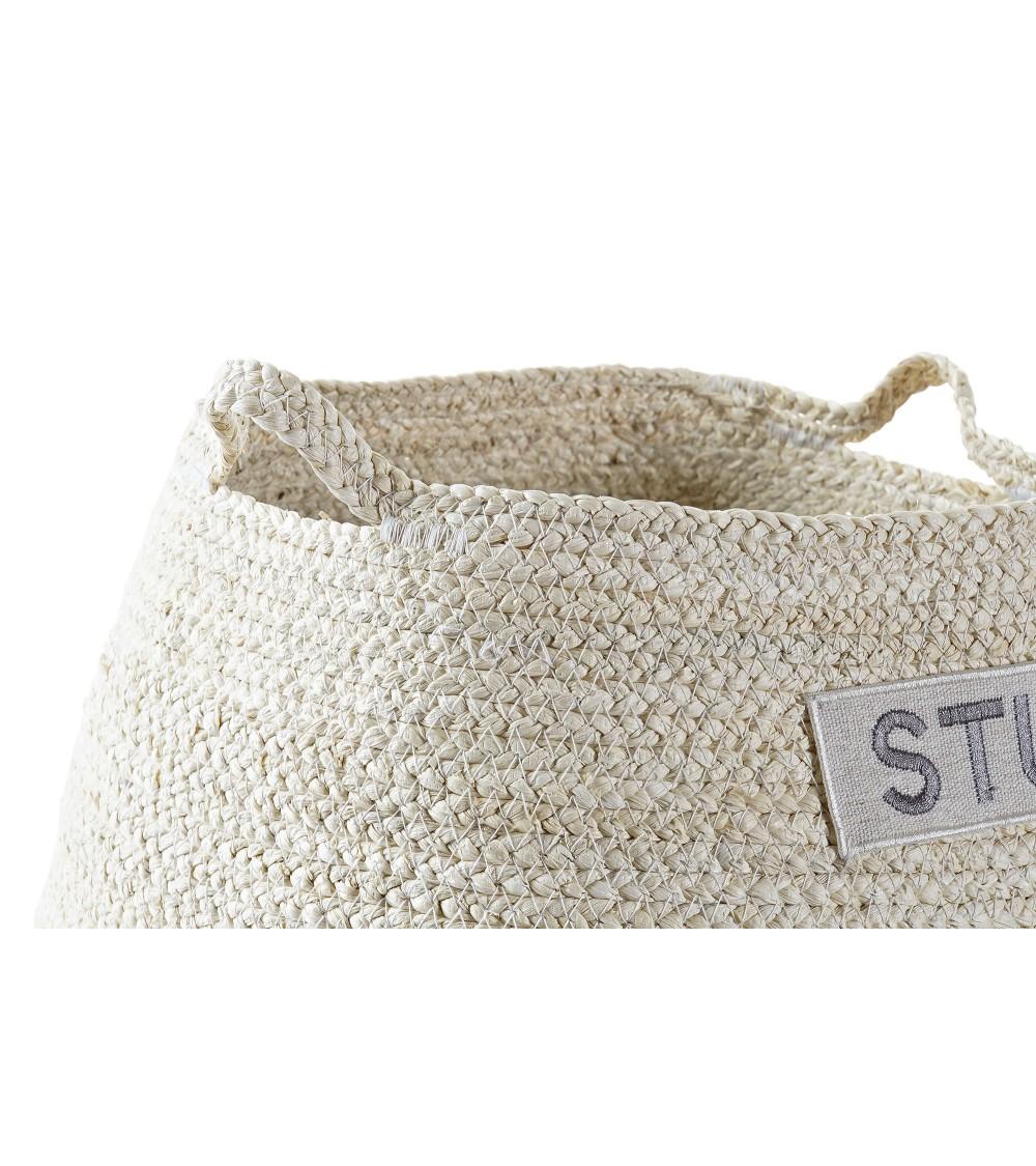 Dcasa Set De 2 Cesta De Fibra Maiz Natural Y Gris Con Asas