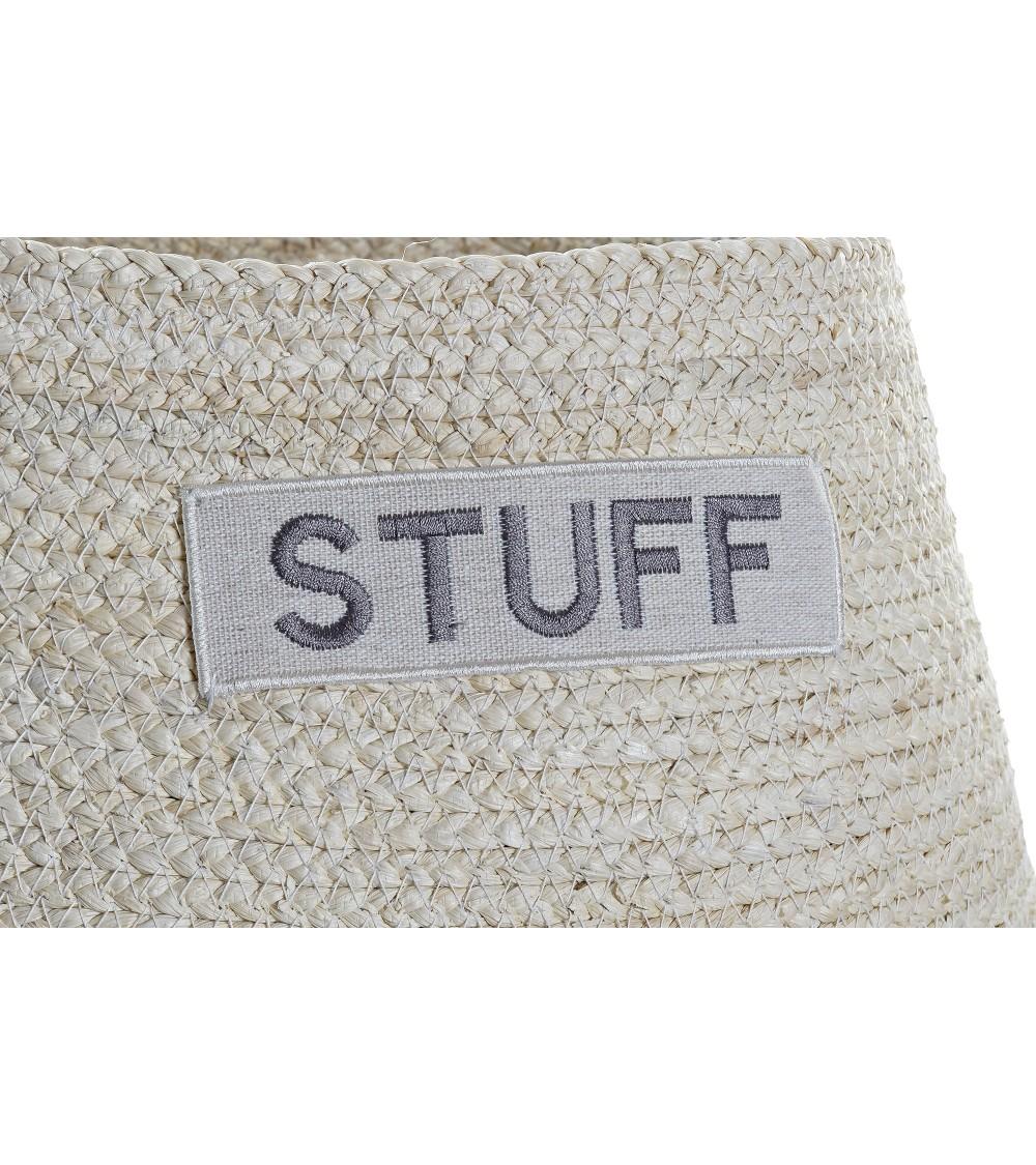 Dcasa Set De 2 Cesta De Fibra Maiz Natural Y Gris Con Asas