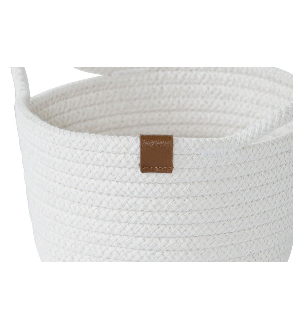 Dcasa Set De 2 Cesta Redonda De Algodon Con Asas Blanco