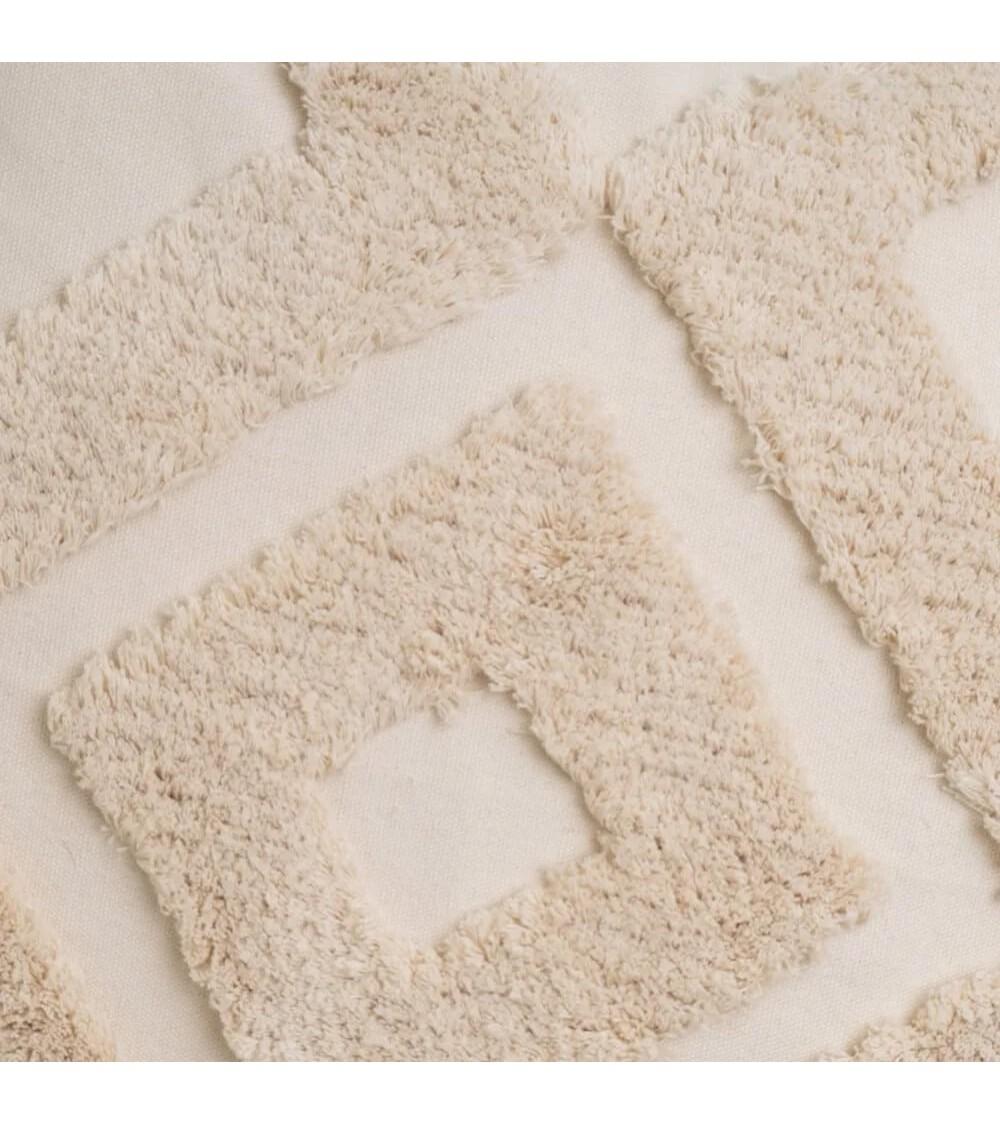 Dcasa Set De 2 Cojines De Rombos Con Borlas Beige De Tela Pelo De 45x45 Cm Con Relleno