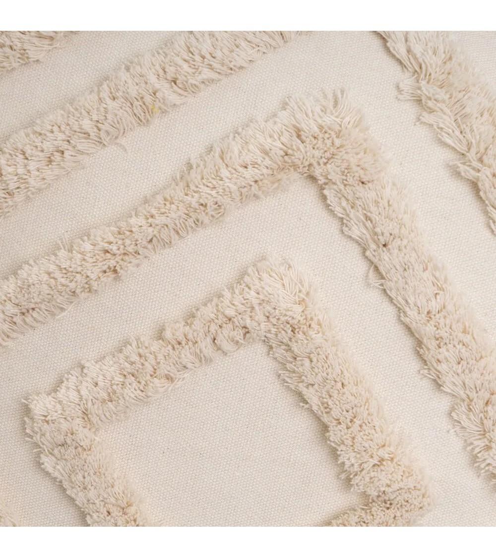 Dcasa Set De 2 Cojines De Rombos Con Borlas Beige De Tela Pelo De 45x45 Cm Con Relleno