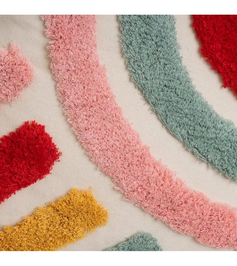 Dcasa Set De 2 Cojines Infantiles De Nube Y Arco Iris Multicolor De Tela Pelo De 45x45 Cm Con Relleno