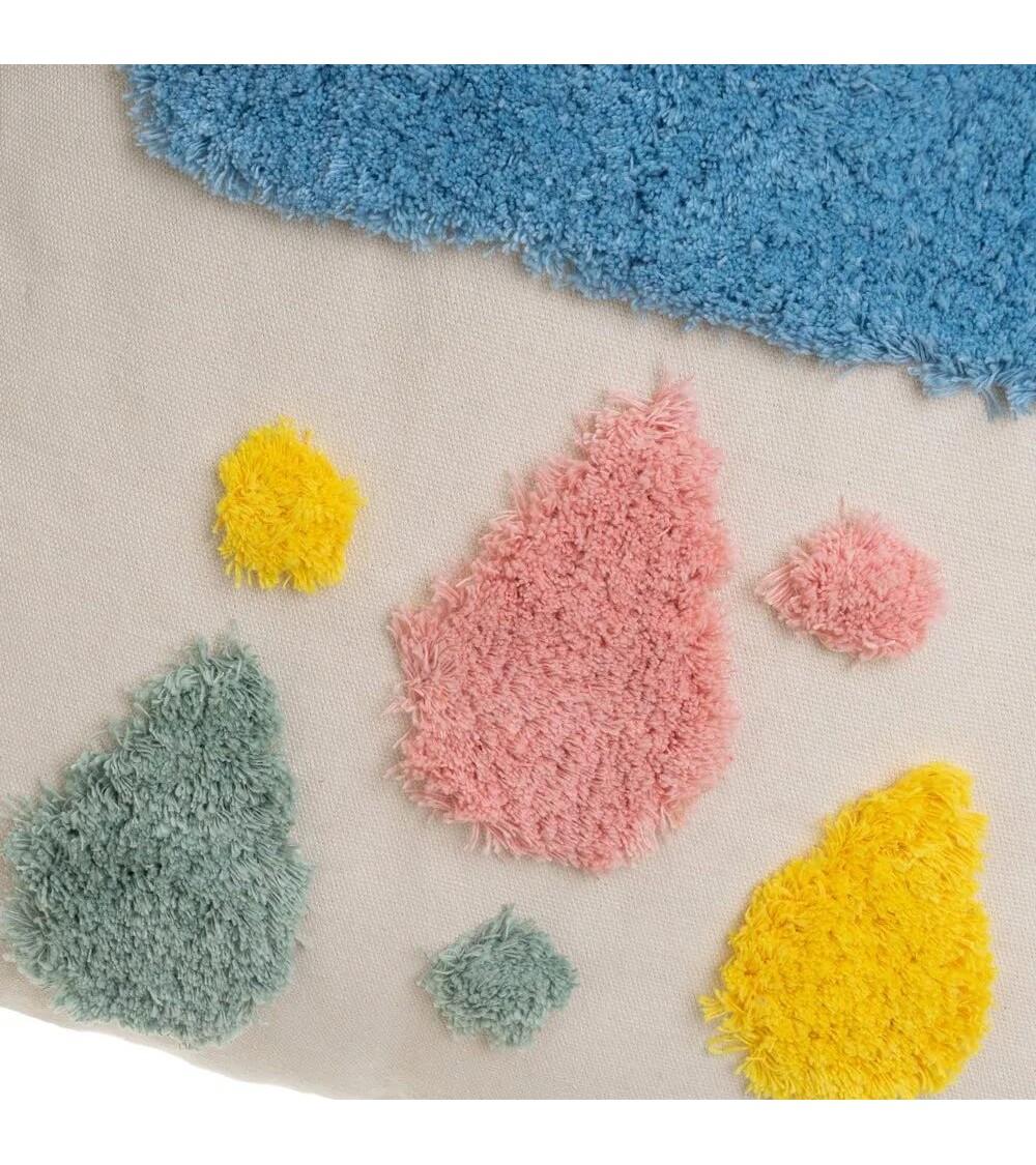 Dcasa Set De 2 Cojines Infantiles De Nube Y Arco Iris Multicolor De Tela Pelo De 45x45 Cm Con Relleno