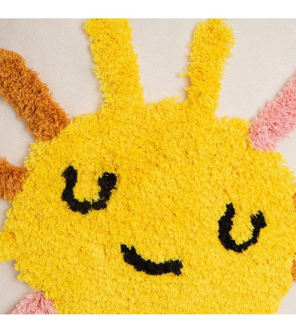 Dcasa Set De 2 Cojines Infantiles De Sol Y Luna Amarillos Y Blancos De Tela Pelo De 45x45 Cm Con Relleno