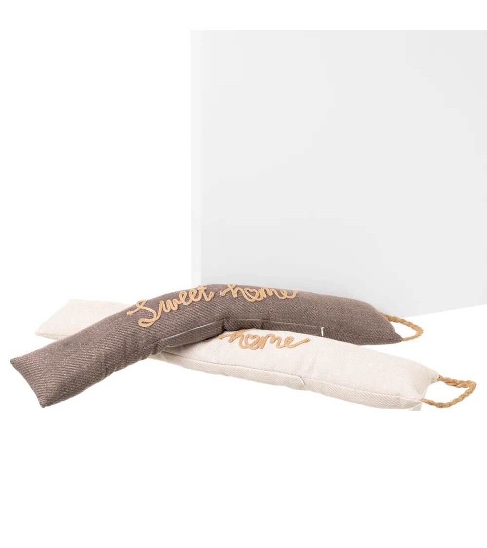 Dcasa Set De 2 Corta Vientos De Tela Y Gravilla Home En Blanco Y Gris De 80x14x8 Cm