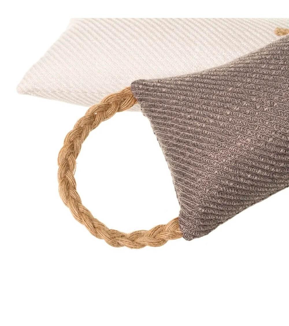 Dcasa Set De 2 Corta Vientos De Tela Y Gravilla Home En Blanco Y Gris De 80x14x8 Cm