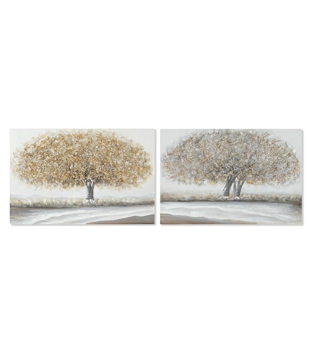Dcasa Set de 2 cuadro de arboles sobre lienzo marco de madera de 90X60 cm