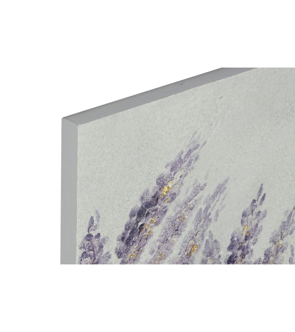 Dcasa Set De 2 Cuadro De Lavanda Sobre Lienzo Marco De Madera De 60x60 Cm
