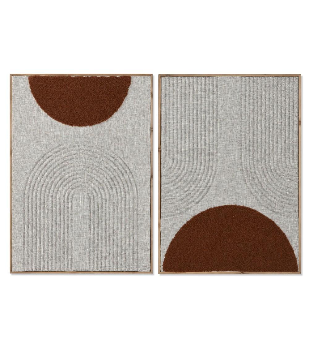 Dcasa Set de 2 cuadro de lino abeto moderno 3D 50x70 cm