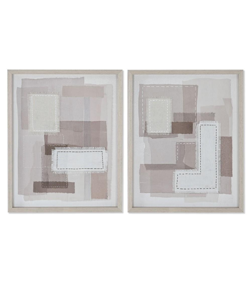 Dcasa Set de 2 cuadro de lino estilo abstracto de 40x50 cm