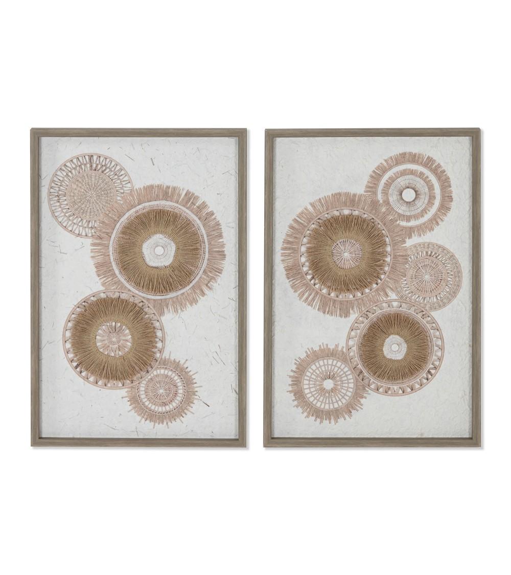 Dcasa Set de 2 cuadro de lino yute estilo boho de 40x60 cm