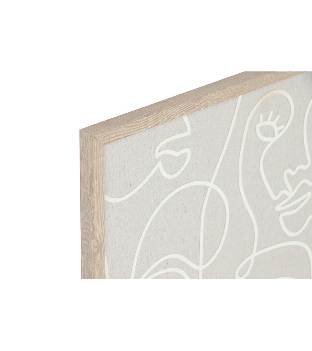 Dcasa Set De 2 Cuadros Caras Abstracto Blancos Y Natural De 40x50 Cm