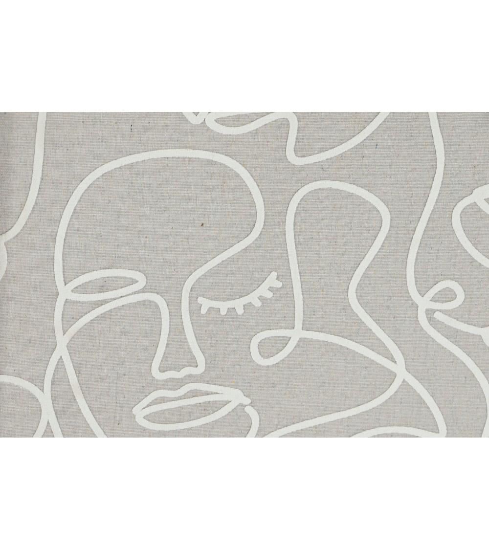 Dcasa Set De 2 Cuadros Caras Abstracto Blancos Y Natural De 40x50 Cm