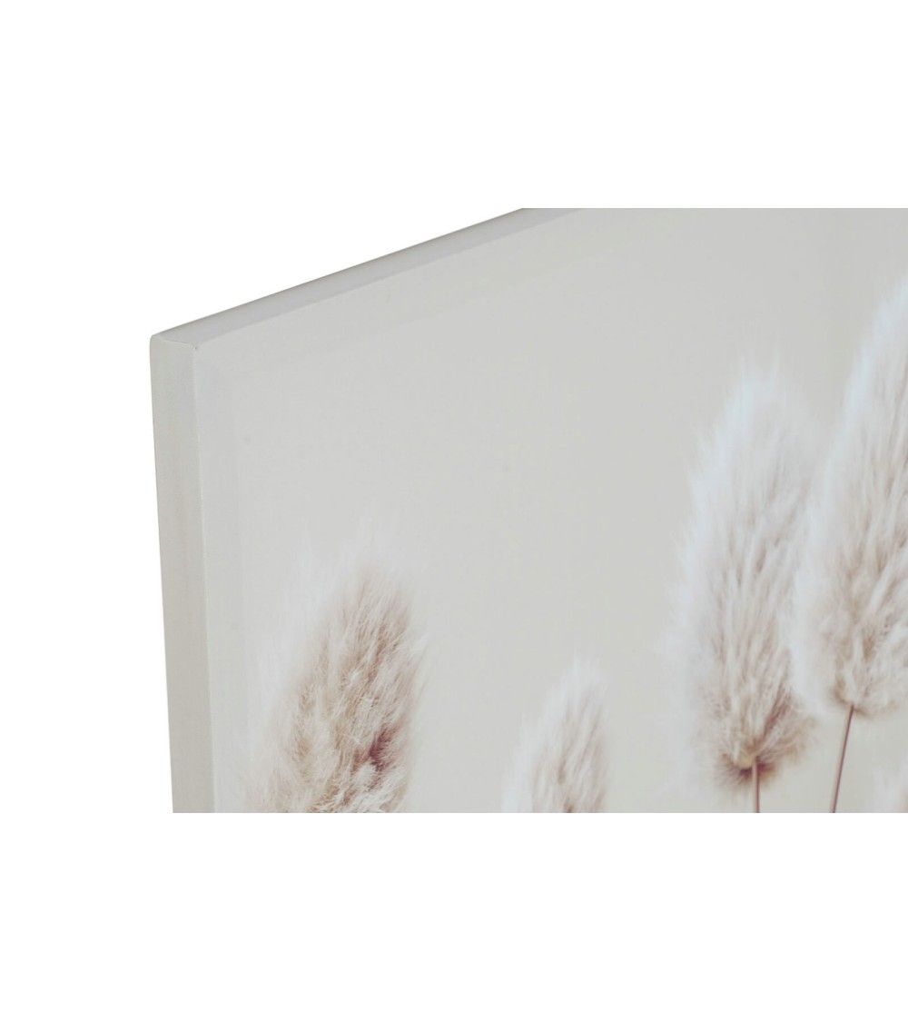 Dcasa Set De 2 Cuadros Impresión Plumeros Blancos Sobre Lienzo De 135x45 Cm