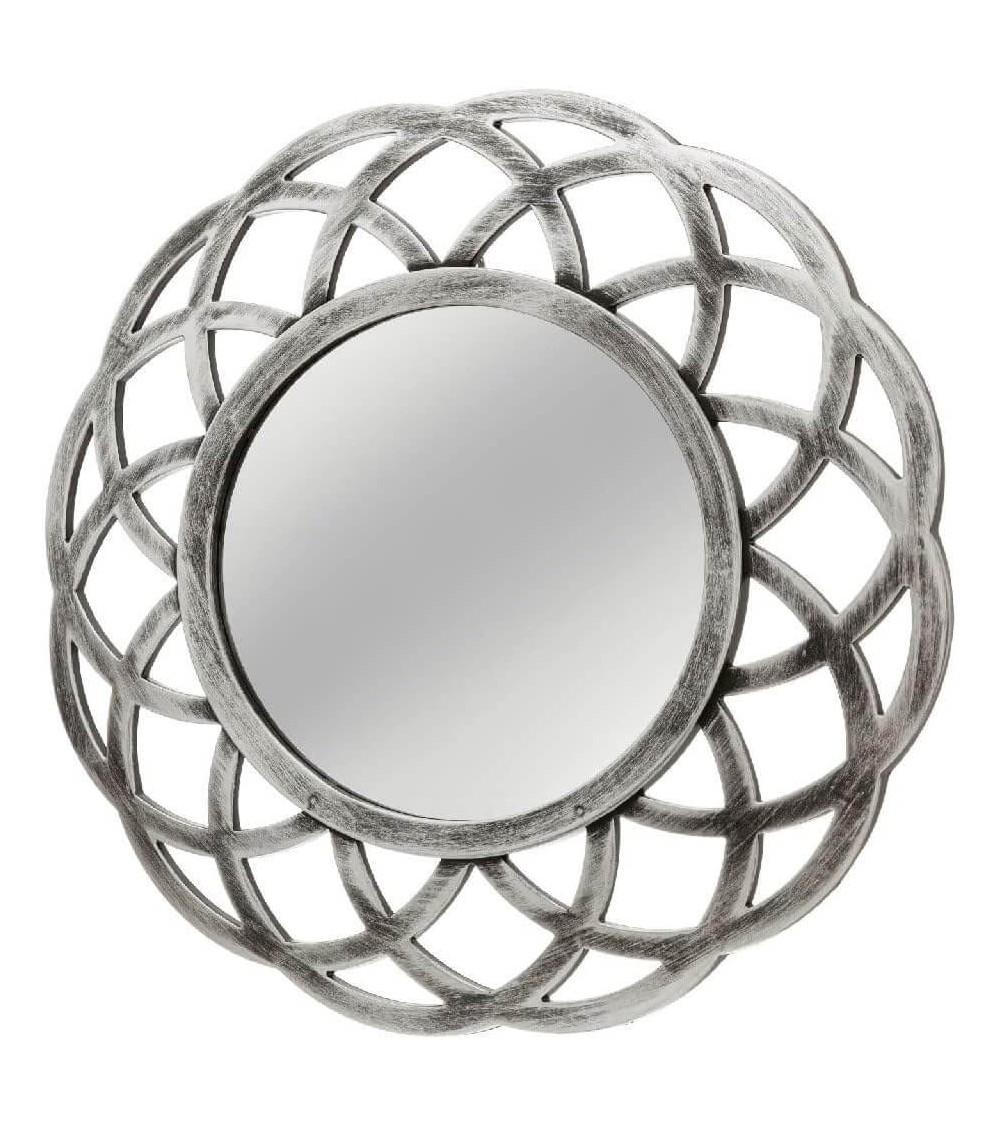 Dcasa Set De 2 Espejos Flor Envejecidos Dorado Y Plateado De Plástico Y Cristal De 25 Cm